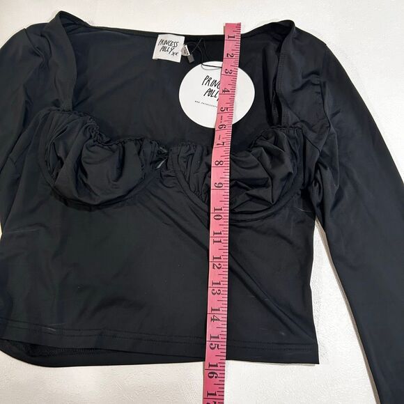 Princess Polly Raeni Black Long Sleeve Bustier Top | Corset Crop Top | NWT Size - Picture 3 of 3